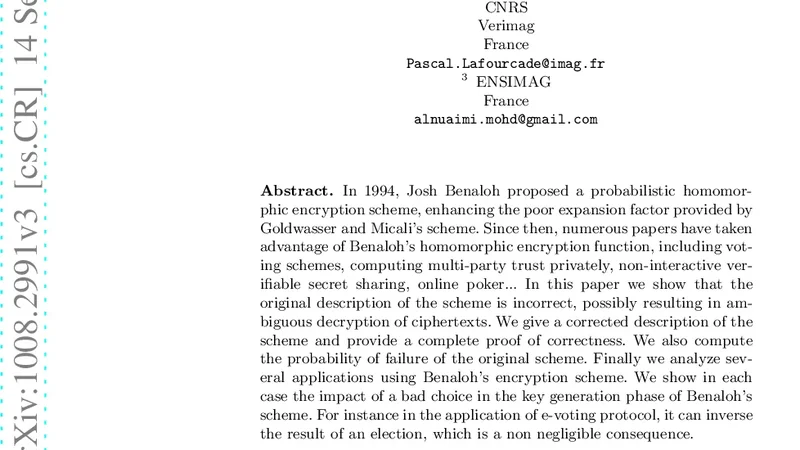 Benalohs Dense Probabilistic Encryption Revisited