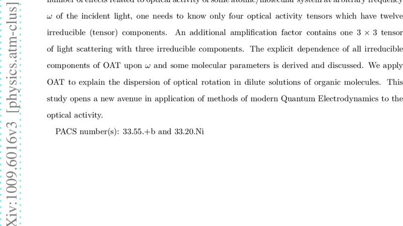 Optical activity tensor for radiating atomic and molecular systems