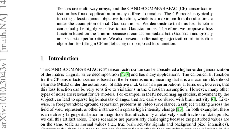 Making Tensor Factorizations Robust to Non-Gaussian Noise