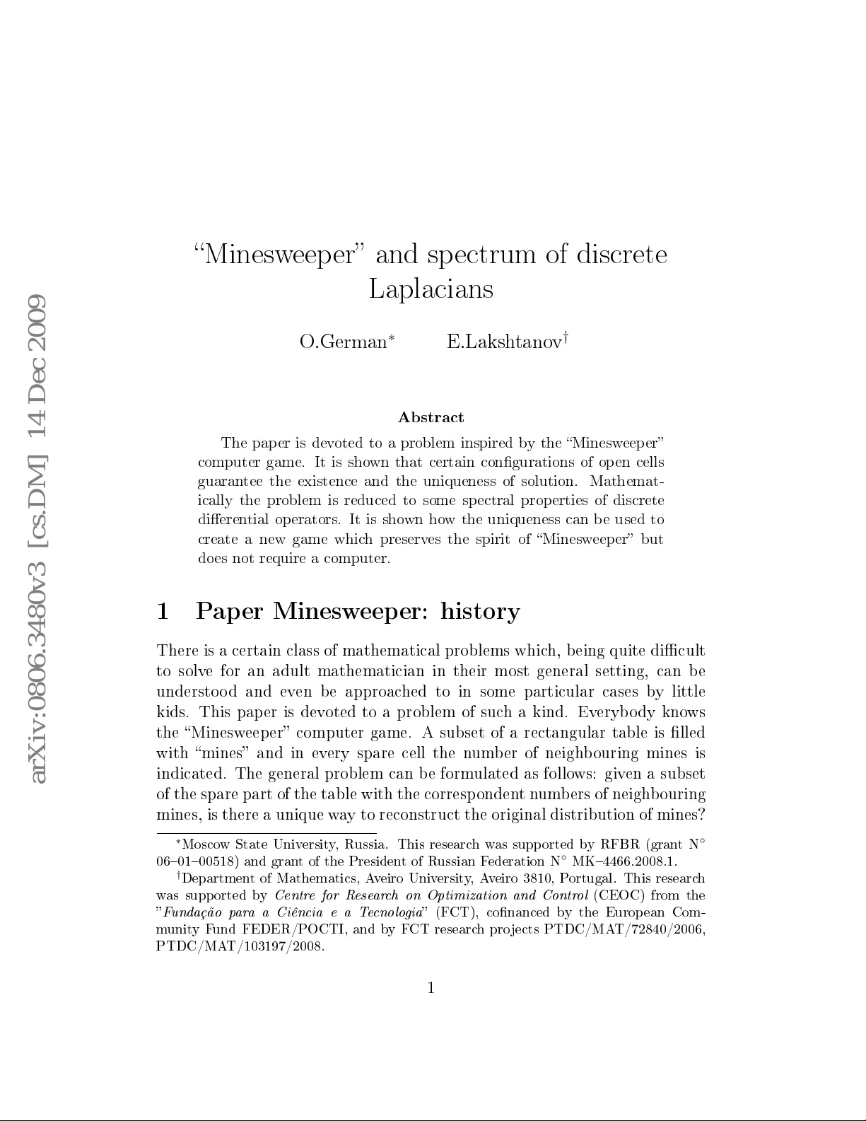 마인스위퍼와 이산 라플라시안 스펙트럼을 이용한 유일성 보장 방법