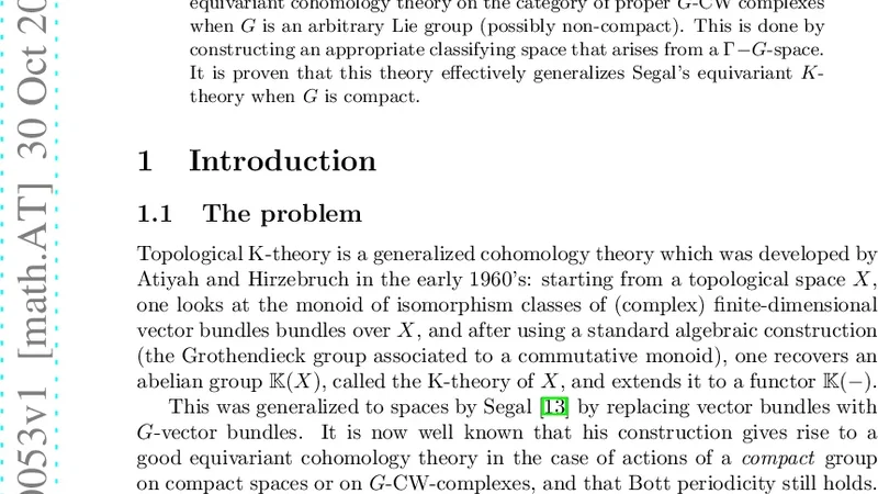 Equivariant K-theory for proper actions of non-compact Lie groups