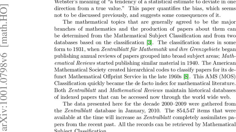 일반 수학 저널의 주제 편향 현상