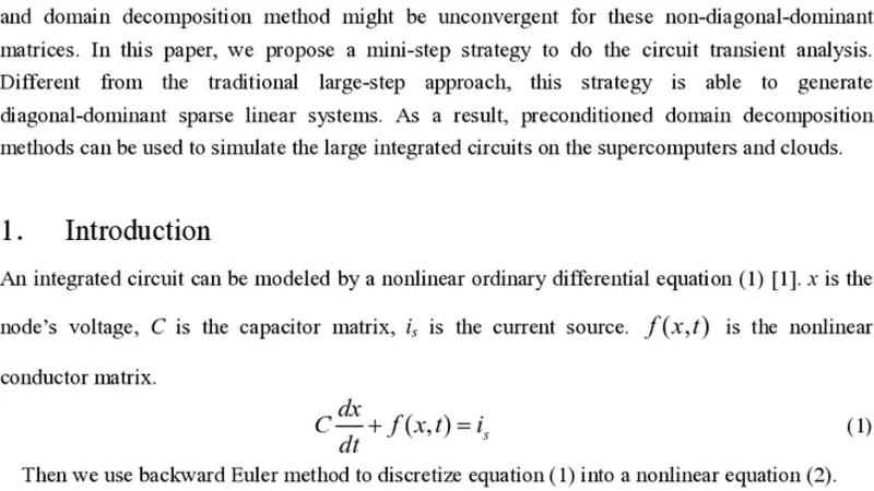 Mini-step Strategy for Transient Analysis
