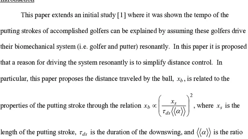 Resonance as a Means of Distance Control in Putting