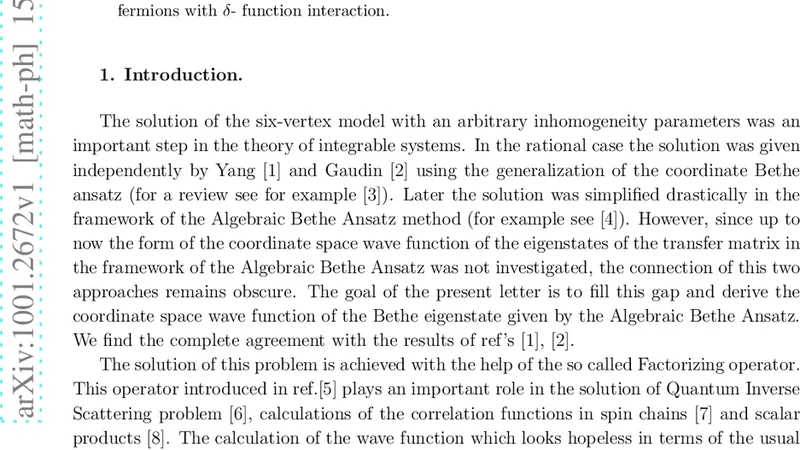 비균질 육각형 모델의 대수적 베트 앙자에서 좌표 공간 파동함수 도출