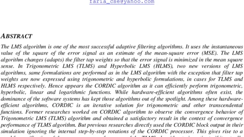 Implementation of the Trigonometric LMS Algorithm using Original Cordic   Rotation