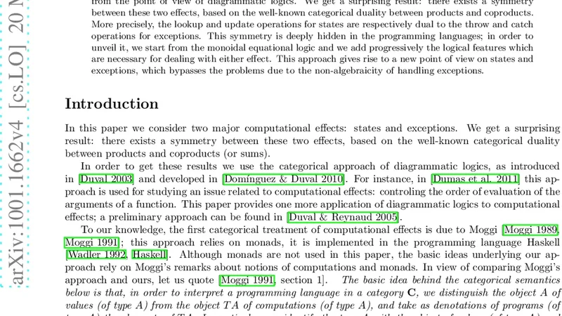 상태와 예외의 이중 효과: 대칭과 범주론적 해석