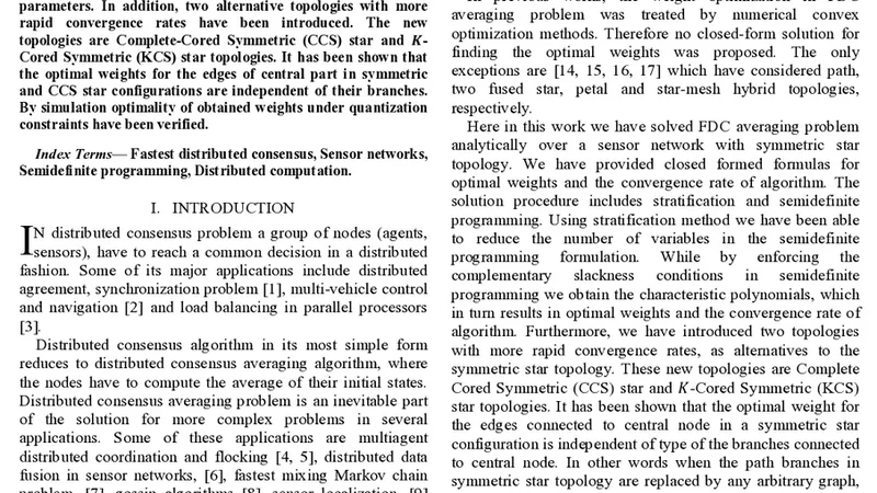 대칭·완전코어·K코어 스타 네트워크에서 분산 평균 합의 가중치 최적화