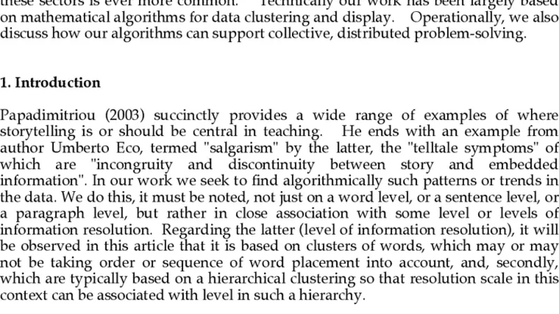 New Methods of Analysis of Narrative and Semantics in Support of   Interactivity