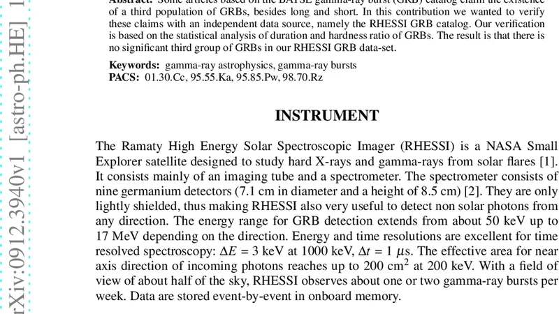 The RHESSI Satellite and Classes of Gamma-ray Bursts
