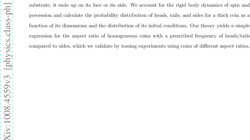 Probability and dynamics in the toss of a non-bouncing thick coin