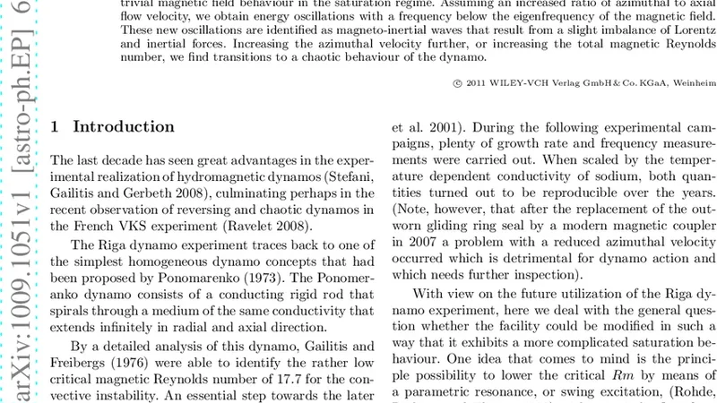 Energy oscillations and a possible route to chaos in a modified Riga   dynamo