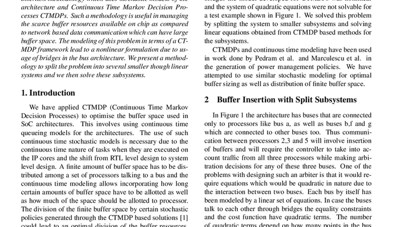Buffer Insertion for Bridges and Optimal Buffer Sizing for Communication   Sub-System of Systems-on-Chip