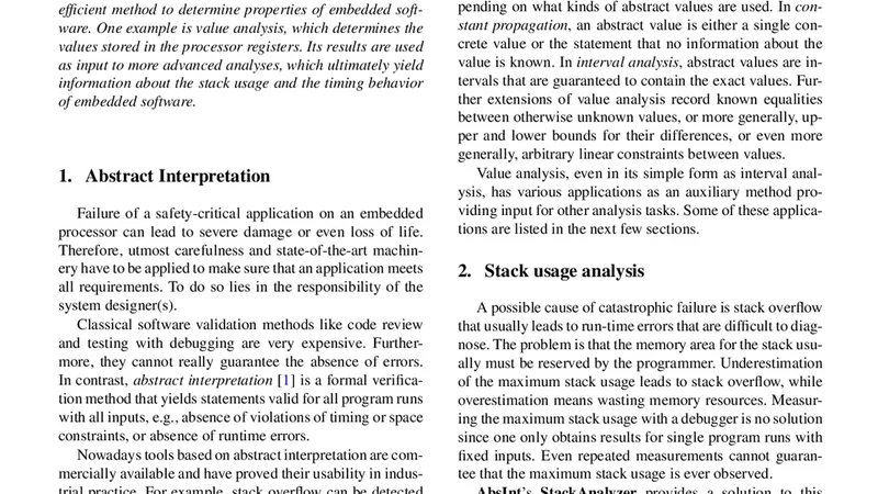 Verifying Safety-Critical Timing and Memory-Usage Properties of Embedded   Software by Abstract Interpretation