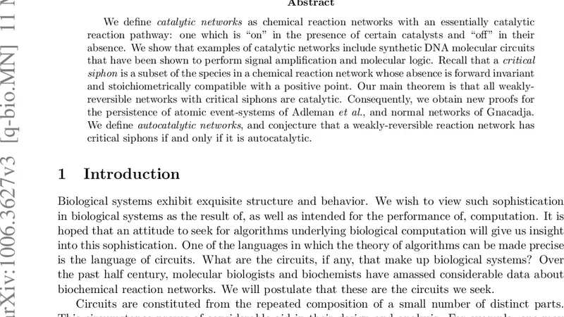 반응 네트워크의 촉매 메커니즘