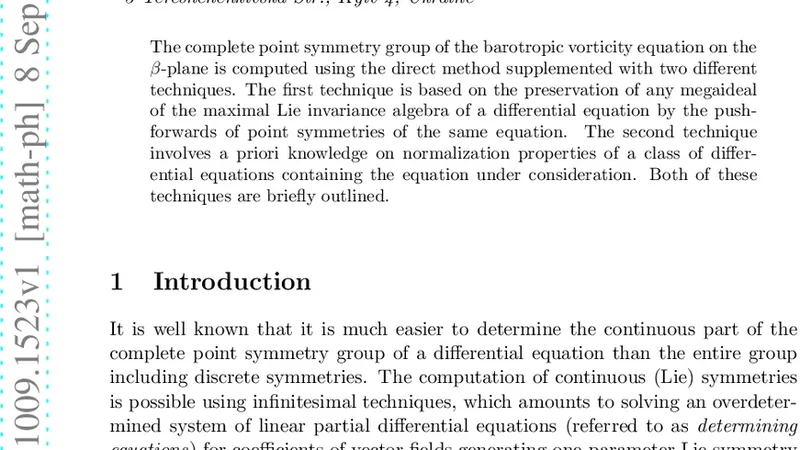 Point symmetry group of the barotropic vorticity equation