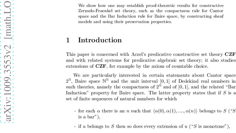 Derived rules for predicative set theory: an application of sheaves