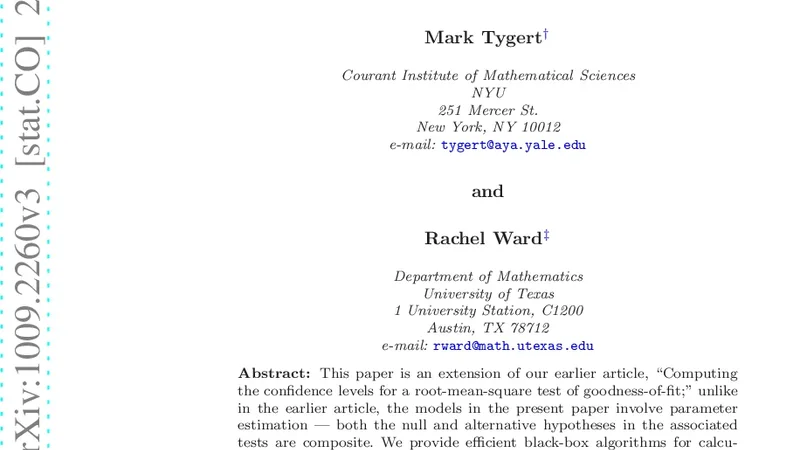 루트 평균 제곱 적합도 검정의 신뢰 수준 계산 II