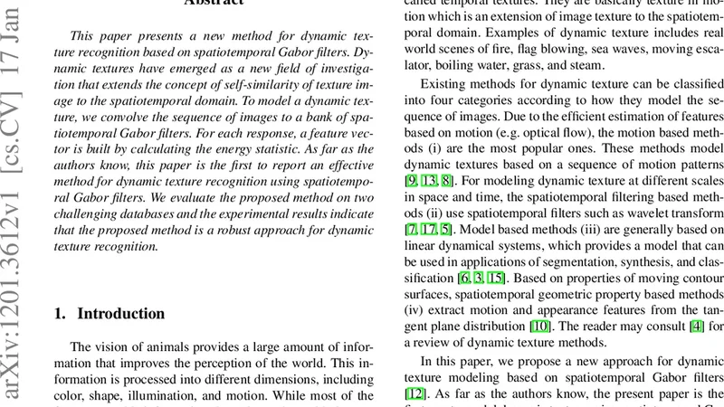 Spatiotemporal Gabor filters: a new method for dynamic texture   recognition