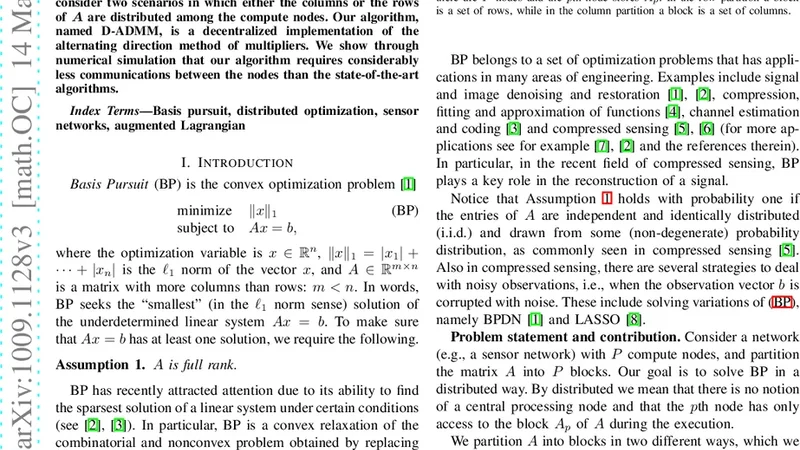 Distributed Basis Pursuit