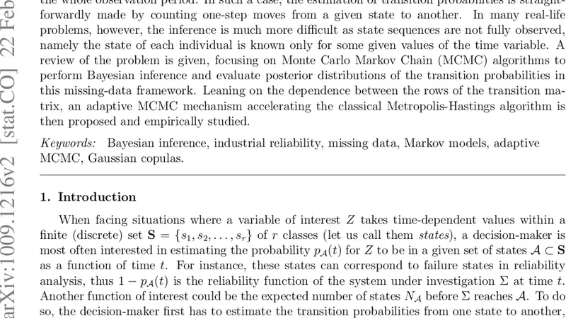 불완전 데이터에서 이산 마코프 모델 추정: 적응형 MCMC 접근