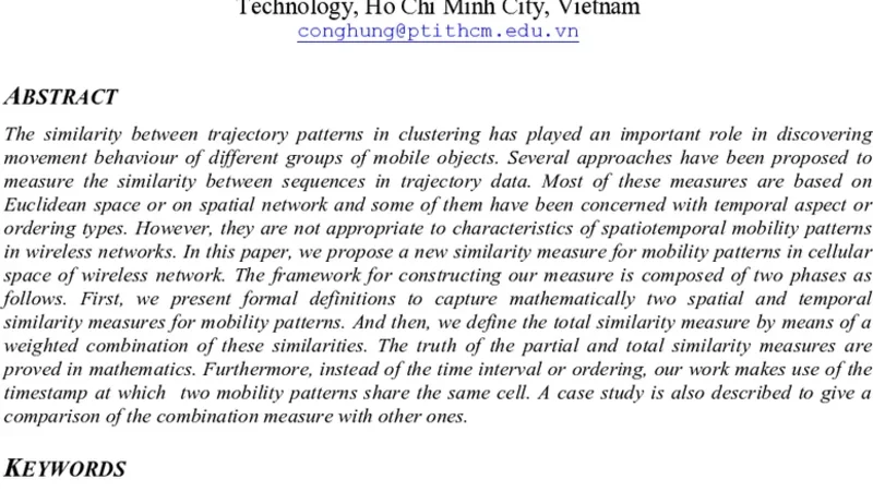 A weighted combination similarity measure for mobility patterns in   wireless networks