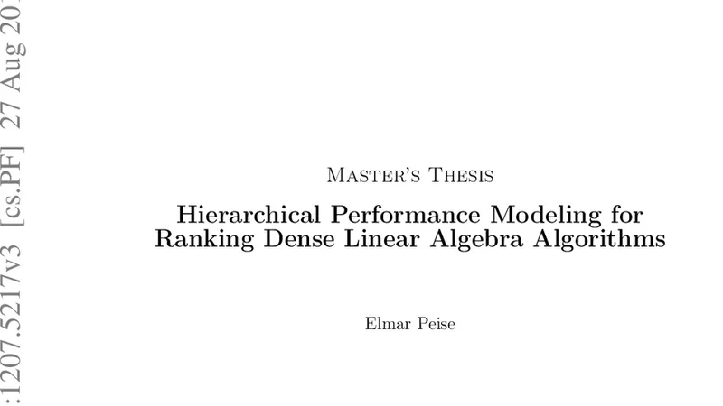 계층적 성능 모델링을 통한 밀집 선형대수 알고리즘 순위 매기기