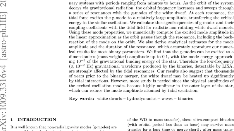 Tidal Excitation of Oscillation Modes in Compact White Dwarf Binaries:   I. Linear Theory