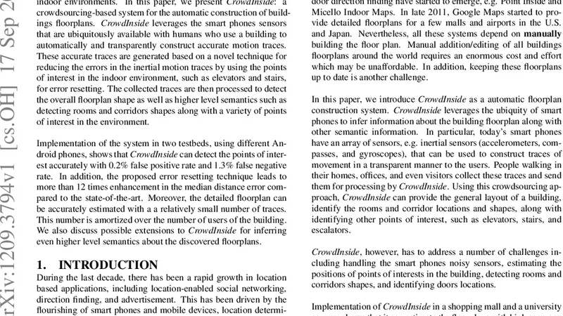 CrowdInside: Automatic Construction of Indoor Floorplans