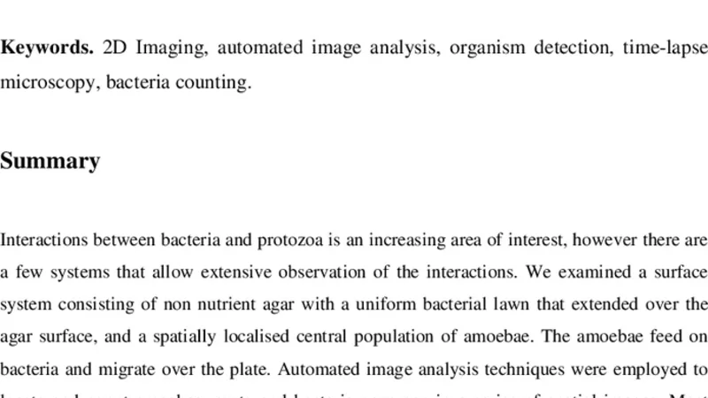 Automated Acanthamoeba polyphaga detection and computation of Salmonella   typhimurium concentration in spatio-temporal images