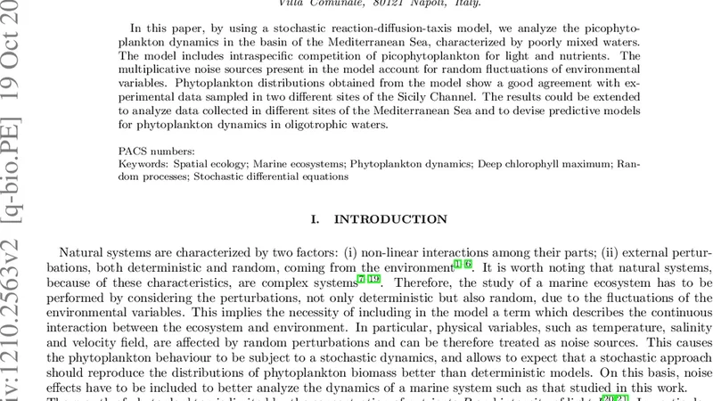 지중해 심층 엽록소 최대층의 시공간 변동과 미소조류 동역학 확률 모델