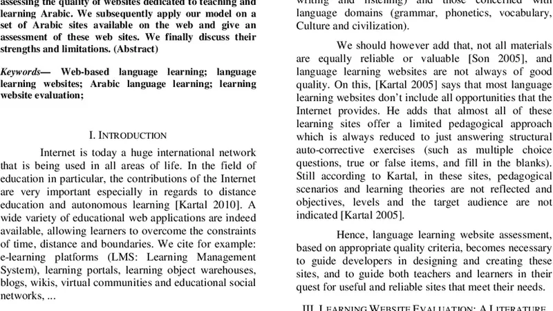 아랍어 학습 웹사이트 평가 연구
