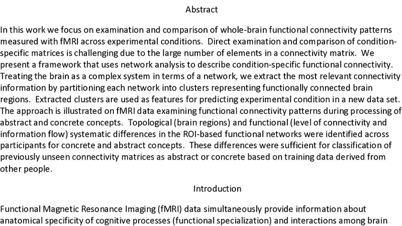 조건별 뇌기능 연결망 분석을 통한 fMRI 네트워크 접근법