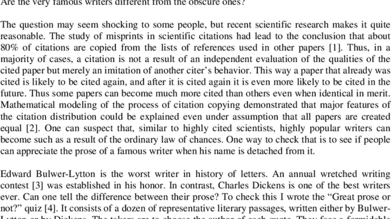 Scientific evaluation of Charles Dickens