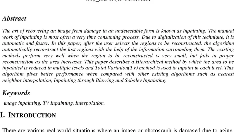계층적 총변동(TV) 기반 디지털 이미지 인페인팅 기법