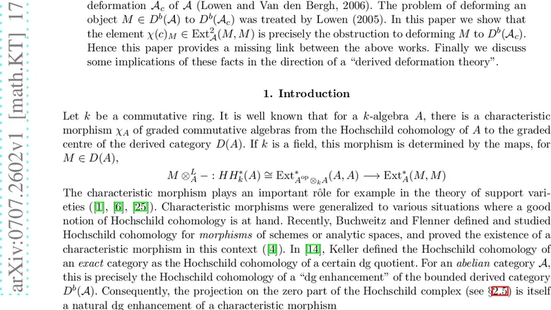 Hochschild cohomology, the characteristic morphism and derived   deformations