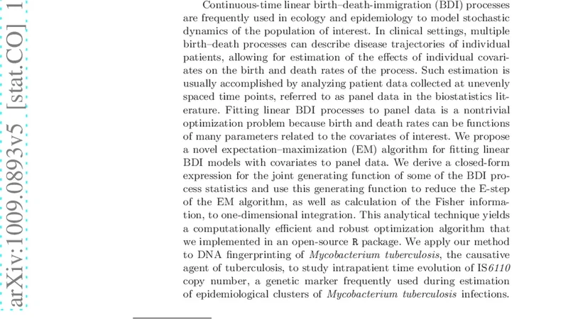 패널 데이터에 적용한 출생 사망 과정 모델링 및 결핵균 DNA 지문 분석