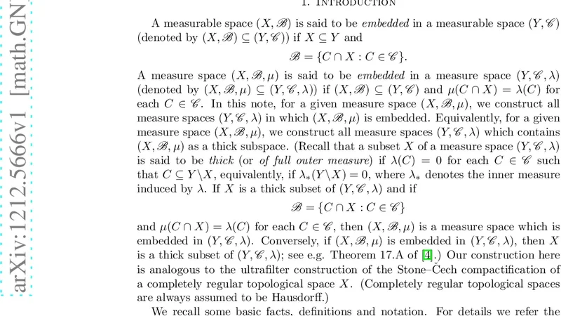 Embedding measure spaces