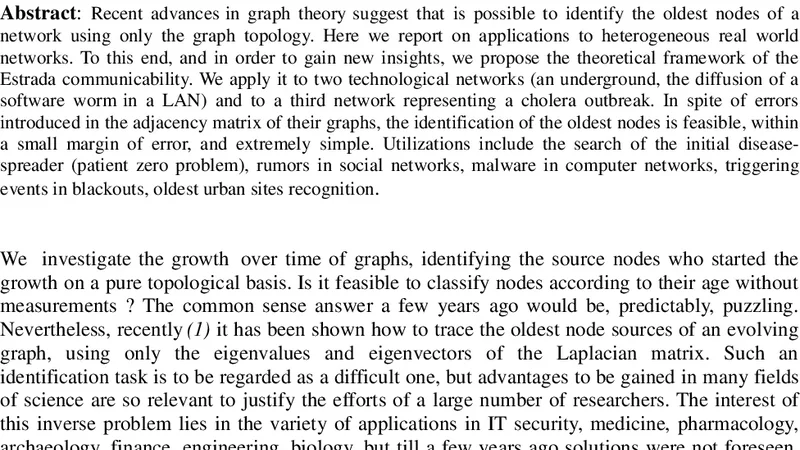 Node seniority ranking