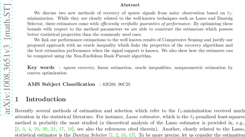 L1 최소화 기반 희소 신호 복구의 새로운 정확도 보장 기법