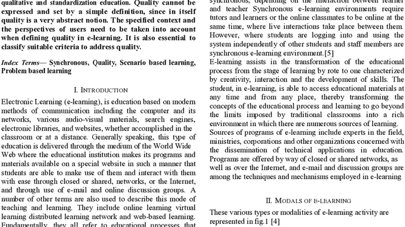 E-Learning Quality Criteria and Aspects