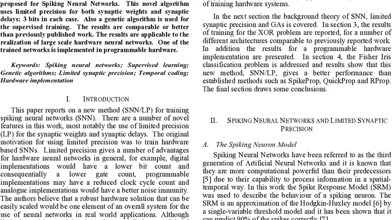 제한된 정밀도 스파이킹 신경망 지도 학습 알고리즘