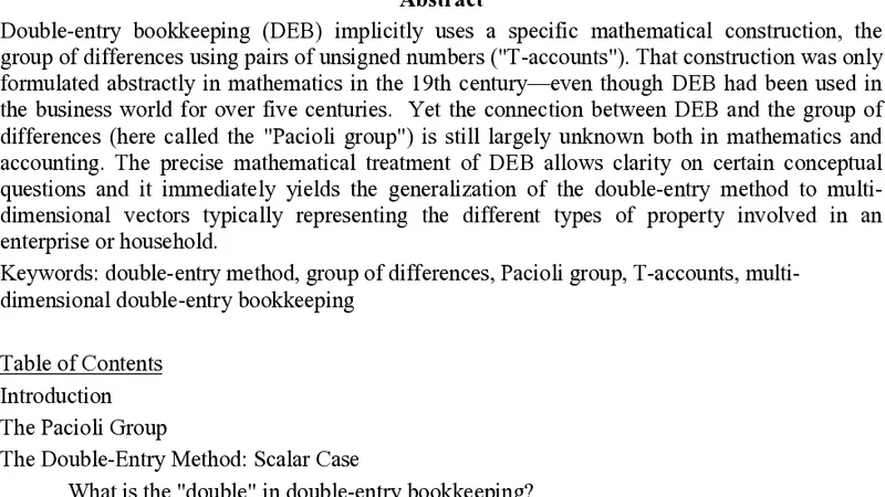 On Double-Entry Bookkeeping: The Mathematical Treatment