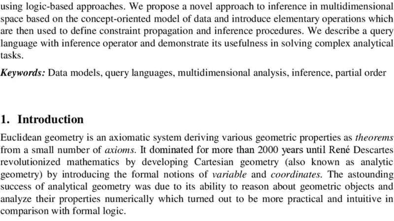 Concept-oriented model: inference in hierarchical multidimensional space