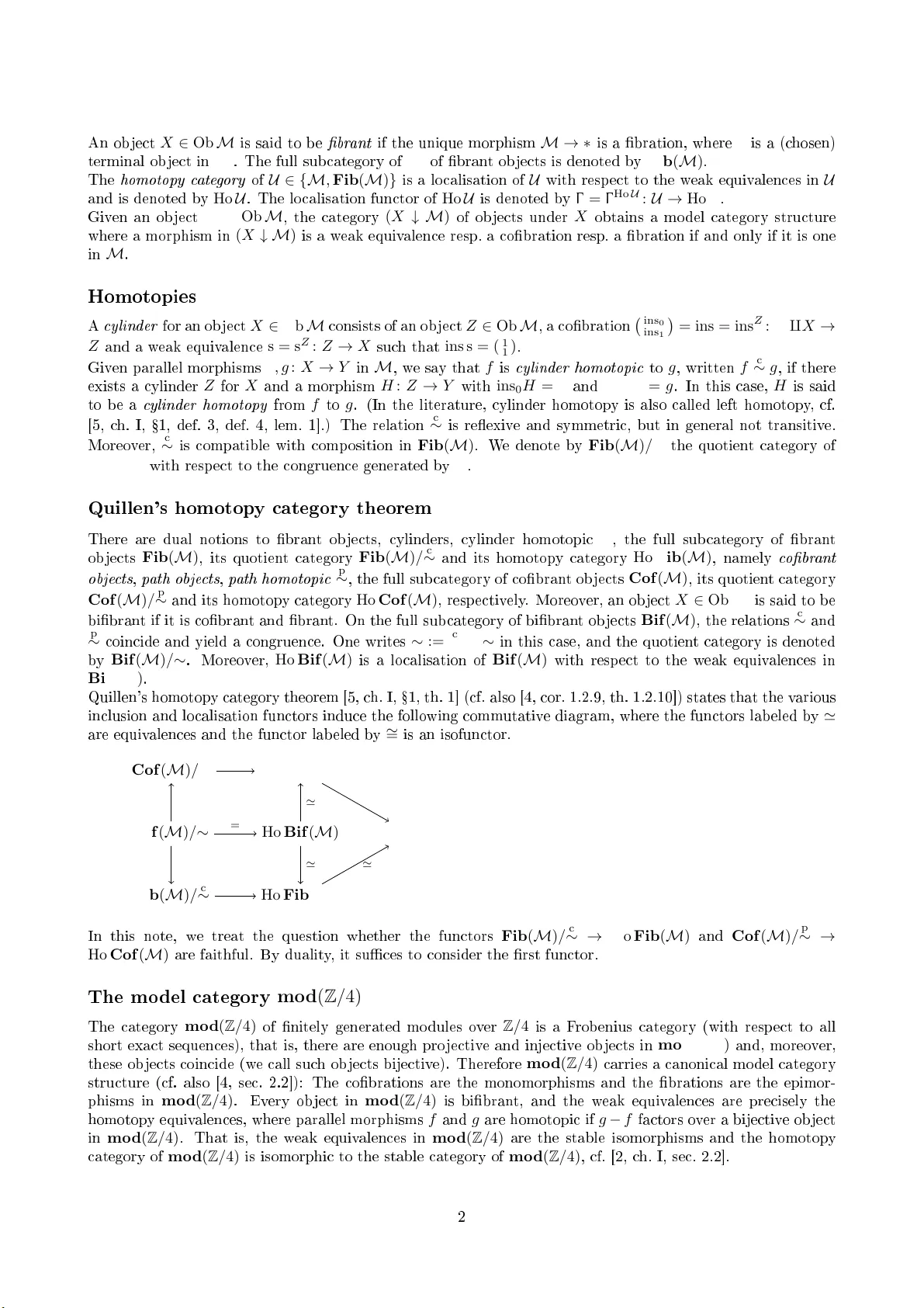 Faithfulness of a functor of Quillen