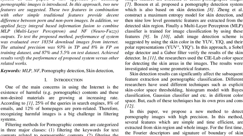 지능형 포르노 이미지 인식 새로운 접근법