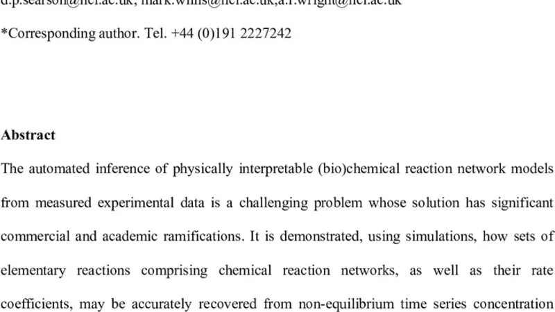Reverse Engineering Chemical Reaction Networks from Time Series Data