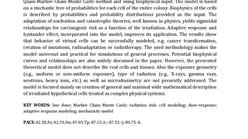 Stochastic biophysical modeling of irradiated cells
