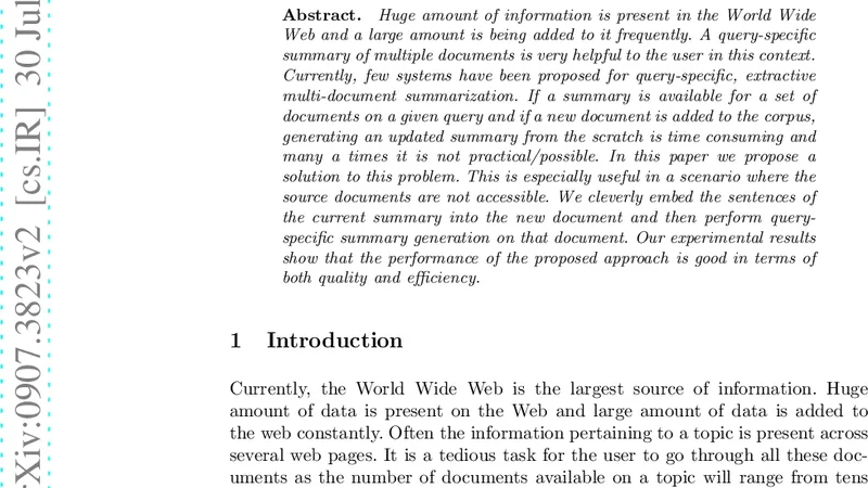 USUM: Update Summary Generation System
