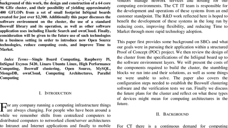 Design, Construction, and Use of a Single Board Computer Beowulf   Cluster: Application of the Small-Footprint, Low-Cost, InSignal 5420 Octa   Board